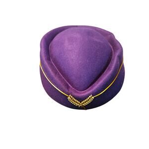 Stewardess Pillbox Hats Felt Flight Attendant Caps purple Halloween Costume